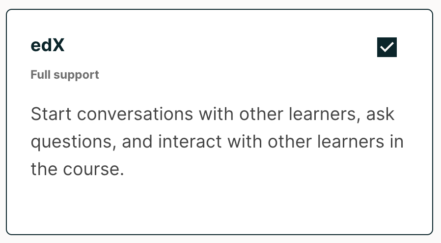 Appearance of tile for Open edX discussion provider in configuration.