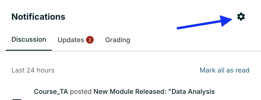 Click on gear icon on top of notification tray to navigate to preferences center.