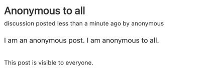 A screenshot of a staff member viewing an anonymous discussion forum message. They cannot see username.