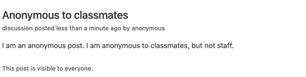 A screenshot of a learner viewing an anonymous discussion forum message