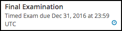 A Course page in the LMS showing an exam with a clock icon and the label "Timed Exam."